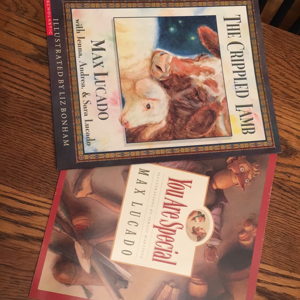 Max Lucado duo:”You Are Special” +”The Crippled Lamb”.Paperback.New, never used.